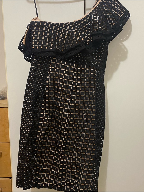 J. Crew Dresses & Skirts - J. Crew Black Eyelet One-Shoulder Dress with Nude Lining